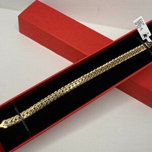 18K Genuine Gold Cobra Chain Bracelet 8" (7.7mm)